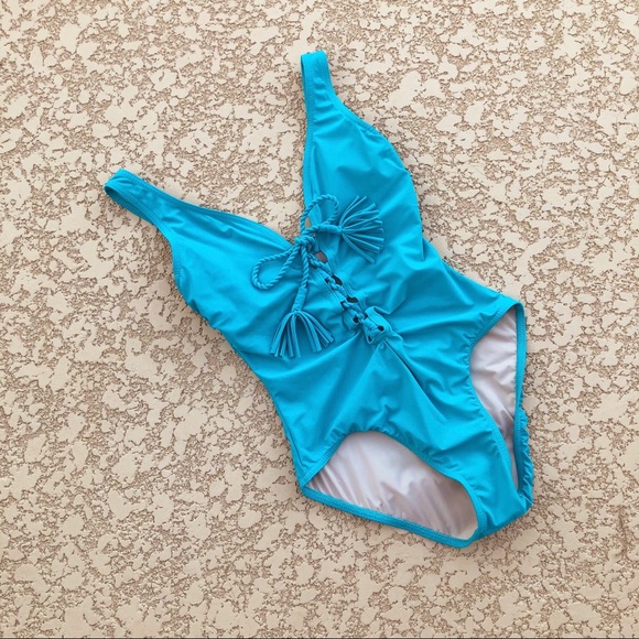 Karla Colletto Other - KARLA COLLETTO Lace-Up Tassel One Piece Swimsuit